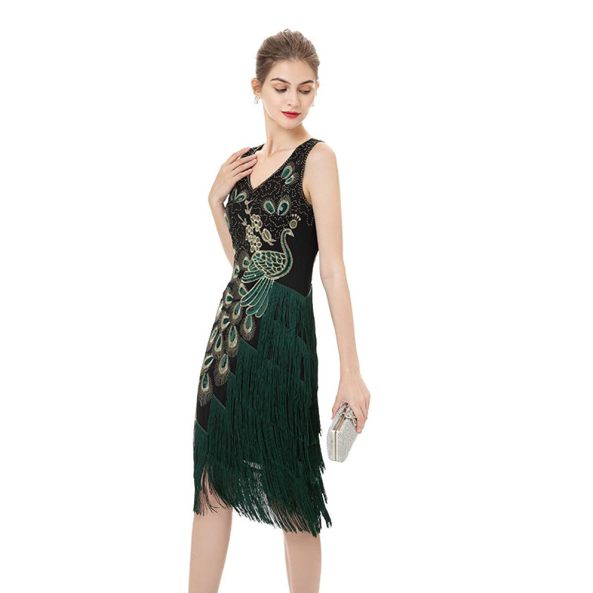 1920s Slim-fit Wedding Dress Female Sequin Evening Dress Retro Wedding Dress Bridesmaid Dress