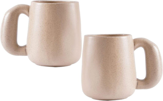 Large Coffee Mug Pottery Latte Mug Set Big Tea Cup-20oz Handmade Mugs with Jumbo Handle,Set of 2