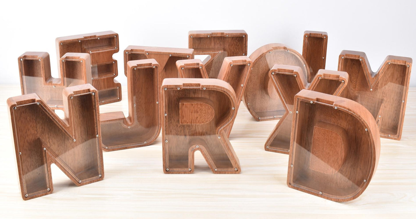 New Arrivals Creative Piggy Bank Nordic Style Wooden Letter Piggy Bank Thickness 4.5cm