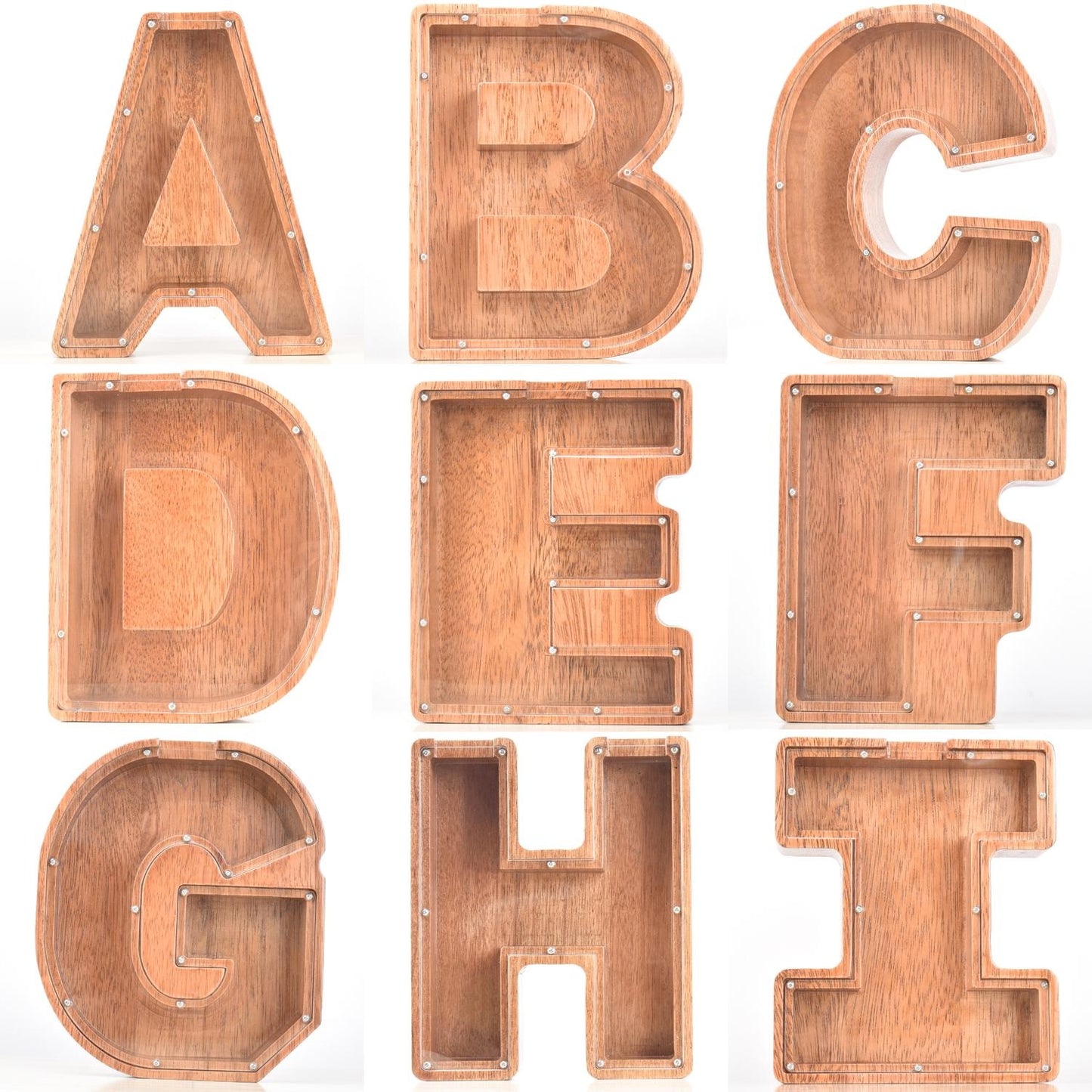 New Arrivals Creative Piggy Bank Nordic Style Wooden Letter Piggy Bank Thickness 4.5cm