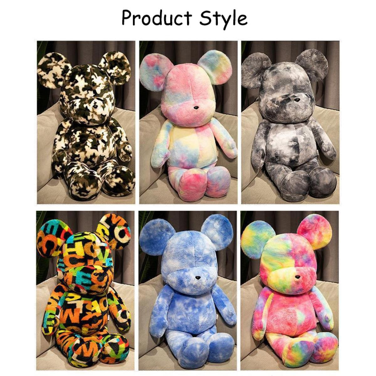 Multicolor Dazzle Tide Play Violent Bear Plush Toy Cute Cuddle Bear Stuffed Doll Creative Bear Plush Toy Doll Valentine's Day Gift