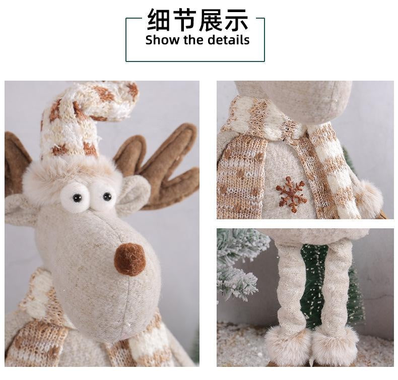 Christmas Decorations Christmas Snowman Telescopic Doll Knitted Elk Doll Window Scene Decoration