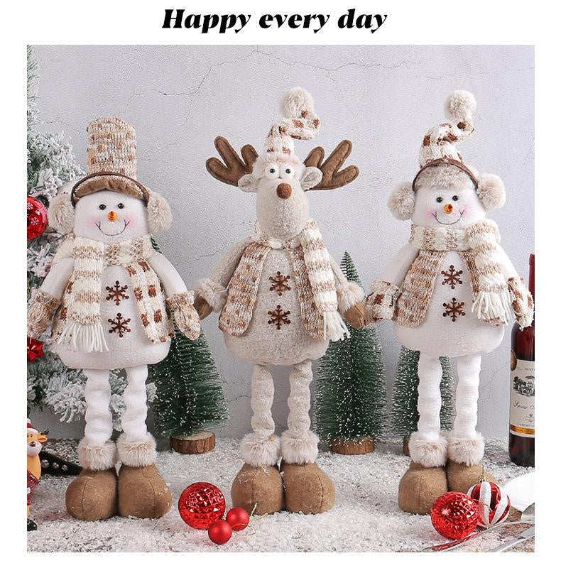 Christmas Decorations Christmas Snowman Telescopic Doll Knitted Elk Doll Window Scene Decoration