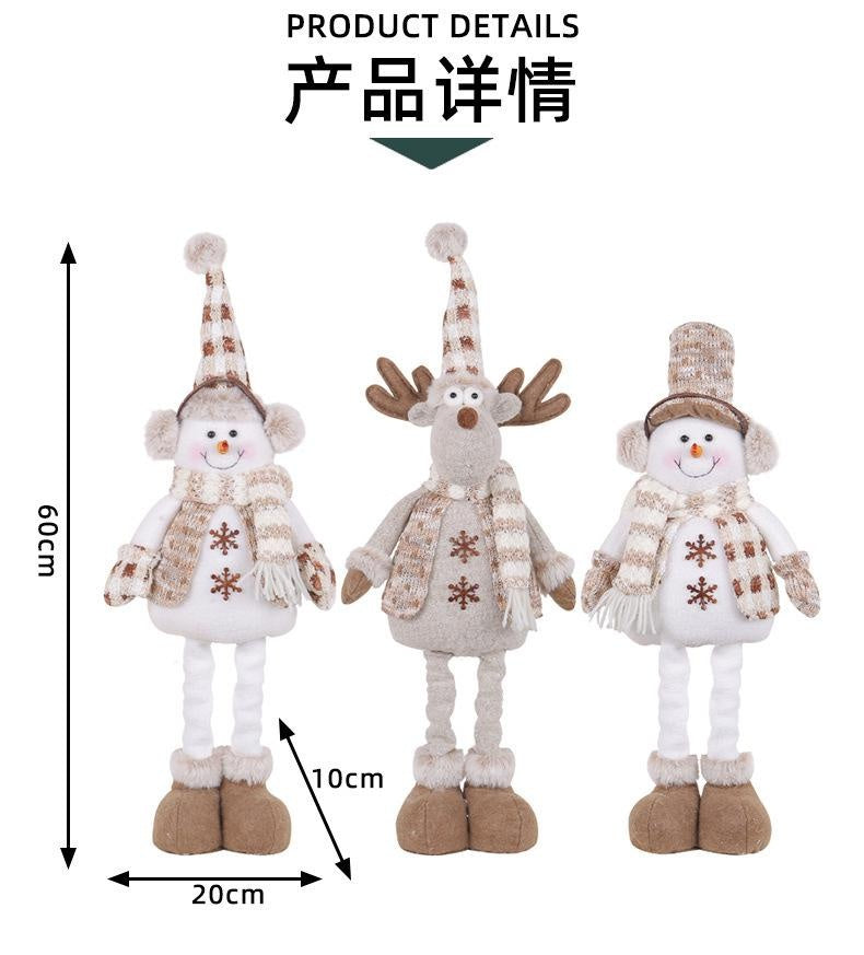 Christmas Decorations Christmas Snowman Telescopic Doll Knitted Elk Doll Window Scene Decoration