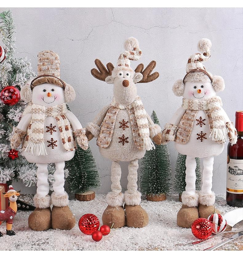 Christmas Decorations Christmas Snowman Telescopic Doll Knitted Elk Doll Window Scene Decoration