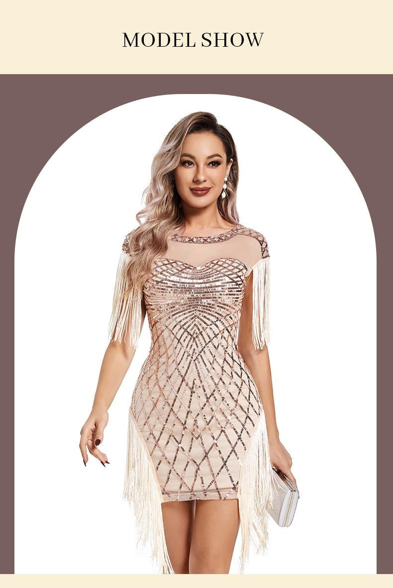 Sequin Retro Dress Wedding Dress Nightclub Evening Dress Embroidered Dress Prom Dress