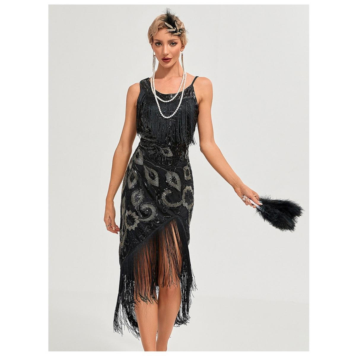 New Arrival 1920s Vintage Great Gatsby Party Flapper Dress Sleeveless Sequins Tassel Dresses Cocktail Prom Size XS-3XL Long Skirt