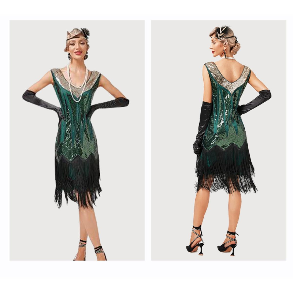 1920s Vintage Dress Beaded Sequin 30S Flapper Dresses Prom Wedding Women Vintage Dress V Neck Beaded Fringed Tassels