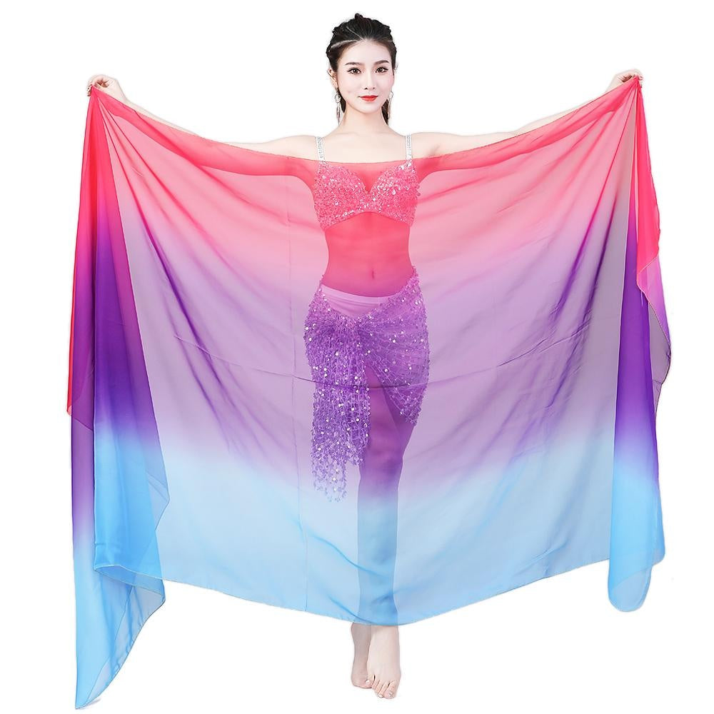 Size Plus Belly Dance Gradient Scarf Hand-thrown Yarn Dance Performance Scarf Shawls