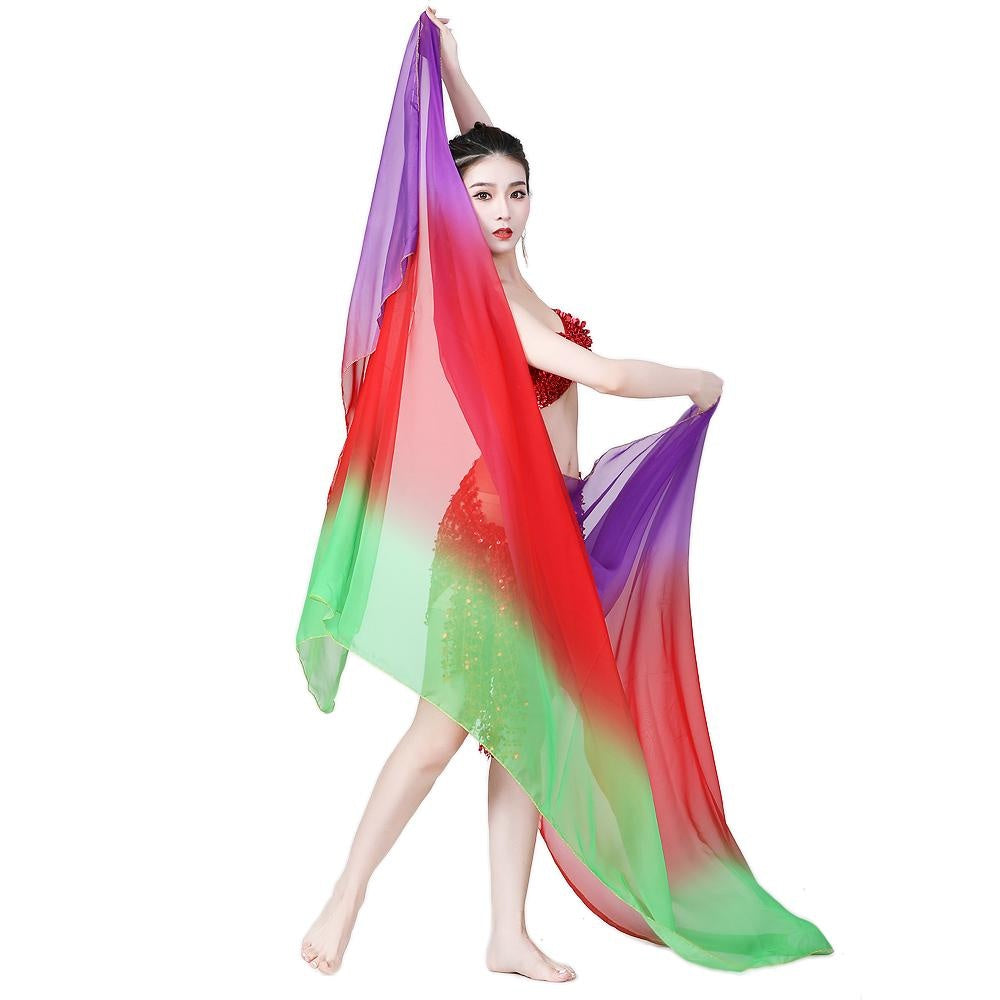 Size Plus Belly Dance Gradient Scarf Hand-thrown Yarn Dance Performance Scarf Shawls