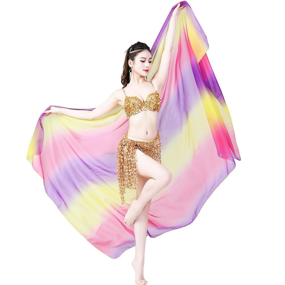 Size Plus Belly Dance Gradient Scarf Hand-thrown Yarn Dance Performance Scarf Shawls