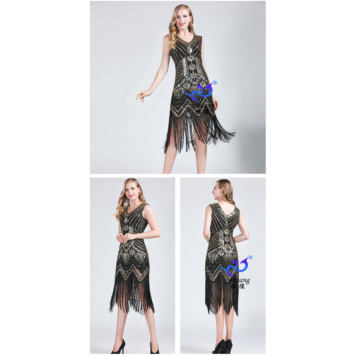 1920s Retro Sequin Tassel Skirt Party Dance Dress Host Sequin Skirt Toast Party Dance Skirt Small Evening Dress