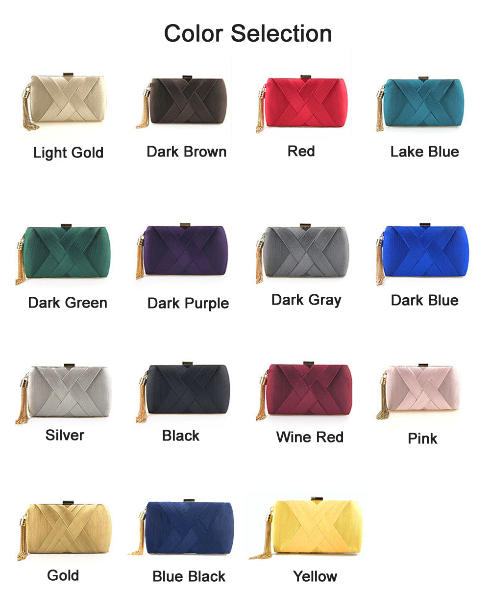 New Arrivals Handheld Women's Evening Clutch Bags Silk Satin Party Handbags Bridal Wedding Purses with Tassel Pendant Evening Clutch Bags