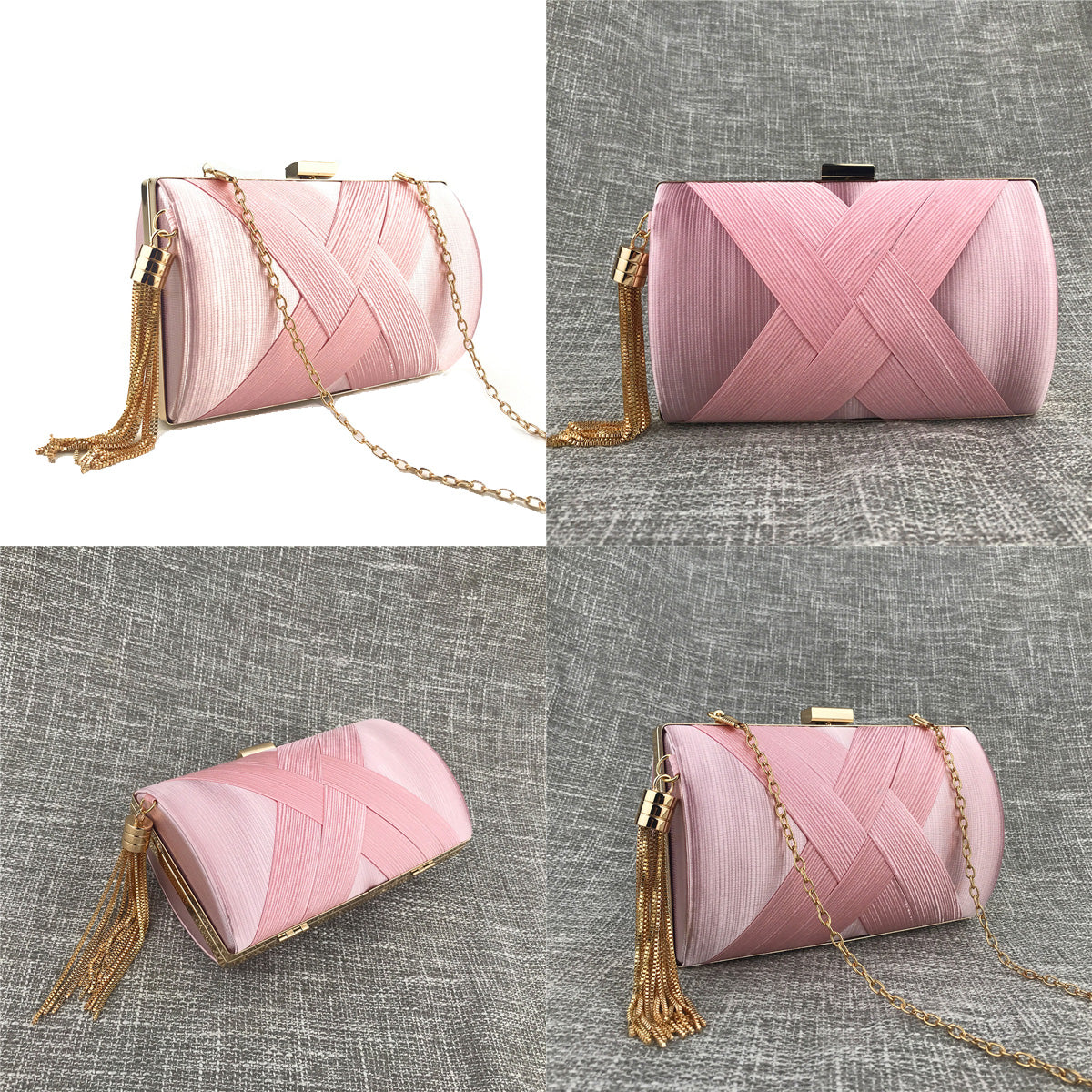 New Arrivals Handheld Women's Evening Clutch Bags Silk Satin Party Handbags Bridal Wedding Purses with Tassel Pendant Evening Clutch Bags