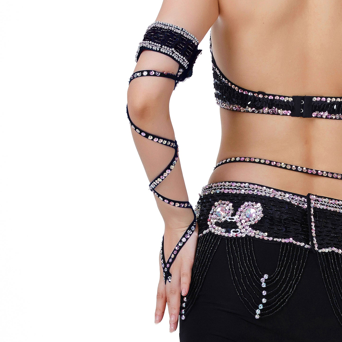 New Arrivals Pack of 2 (as in pairs) Lightweiht Belly Dance Bracelet Snake Sleeves Arm Band with Stretch Wrap Straps Hand Chains Accessory