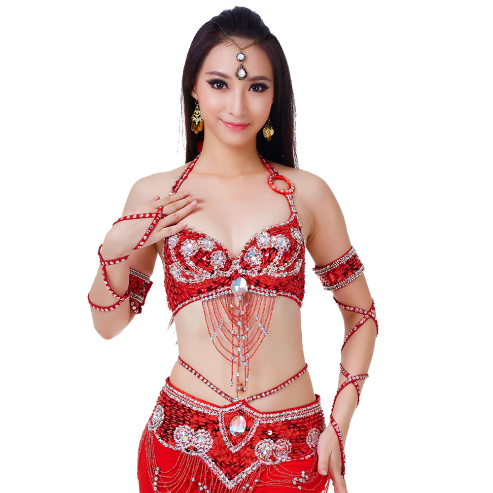 New Arrivals Belly Dance Costumes with Polyester Skirt Belly Dance Dress 1 Set 5pcs