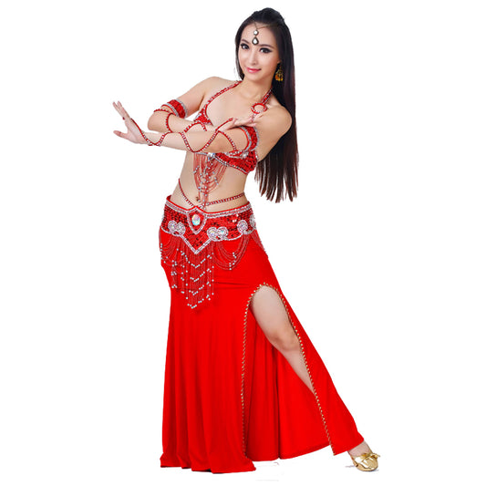 New Arrivals Belly Dance Costumes with Polyester Skirt Belly Dance Dress 1 Set 5pcs
