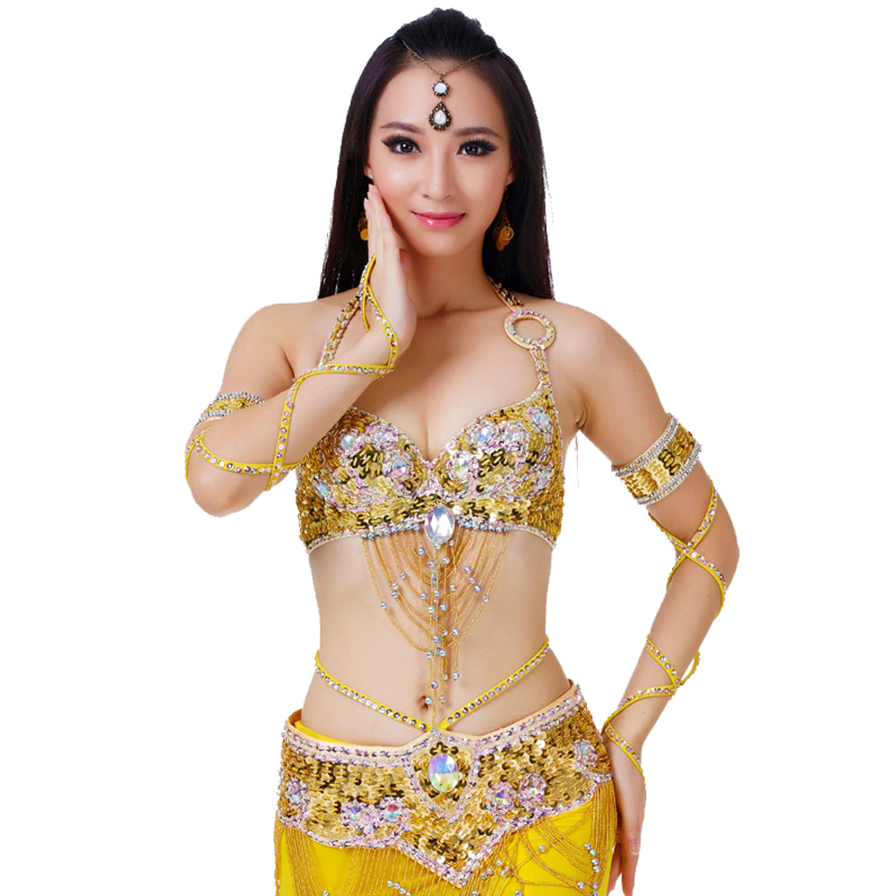 New Arrivals Belly Dance Costumes with Polyester Skirt Belly Dance Dress 1 Set 5pcs