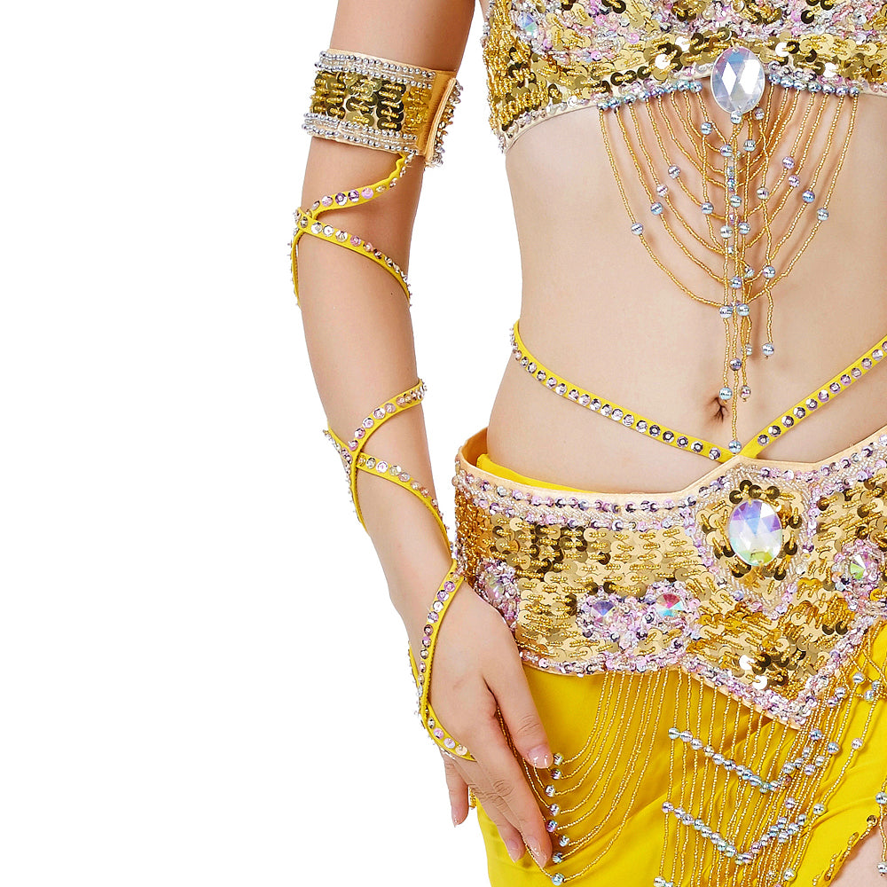 New Arrivals Pack of 2 (as in pairs) Lightweiht Belly Dance Bracelet Snake Sleeves Arm Band with Stretch Wrap Straps Hand Chains Accessory