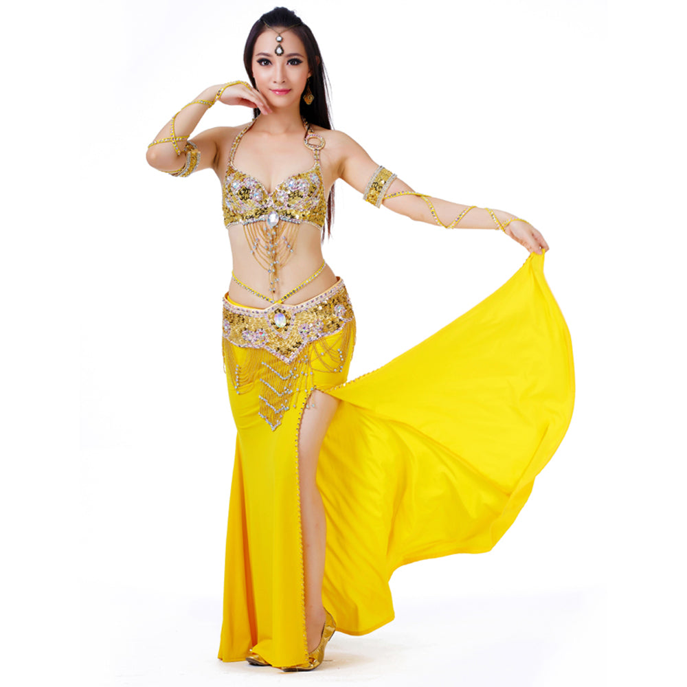 New Arrivals Belly Dance Costumes with Polyester Skirt Belly Dance Dress 1 Set 5pcs