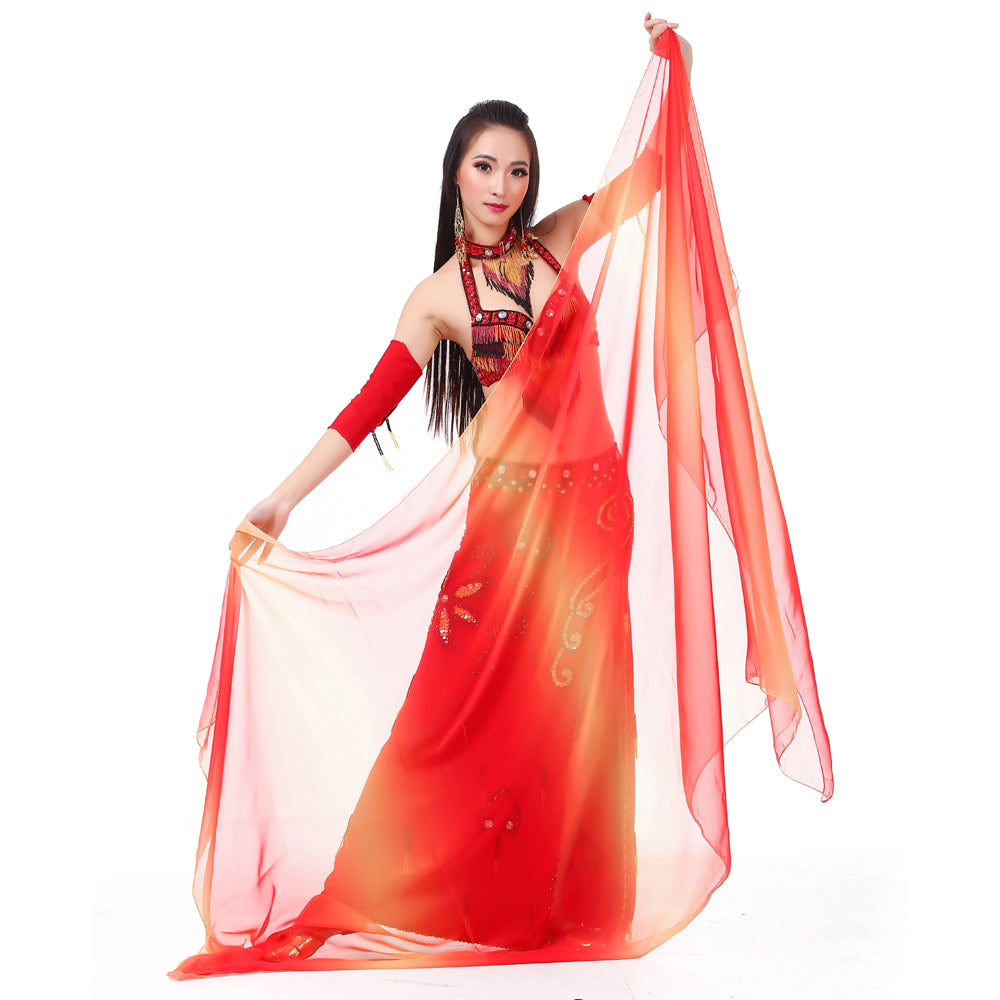 New Arrivals Lightweight Imitated Silk Stunning Handmade Hand Scarf Belly Dance Scarf Belly Dance Veil