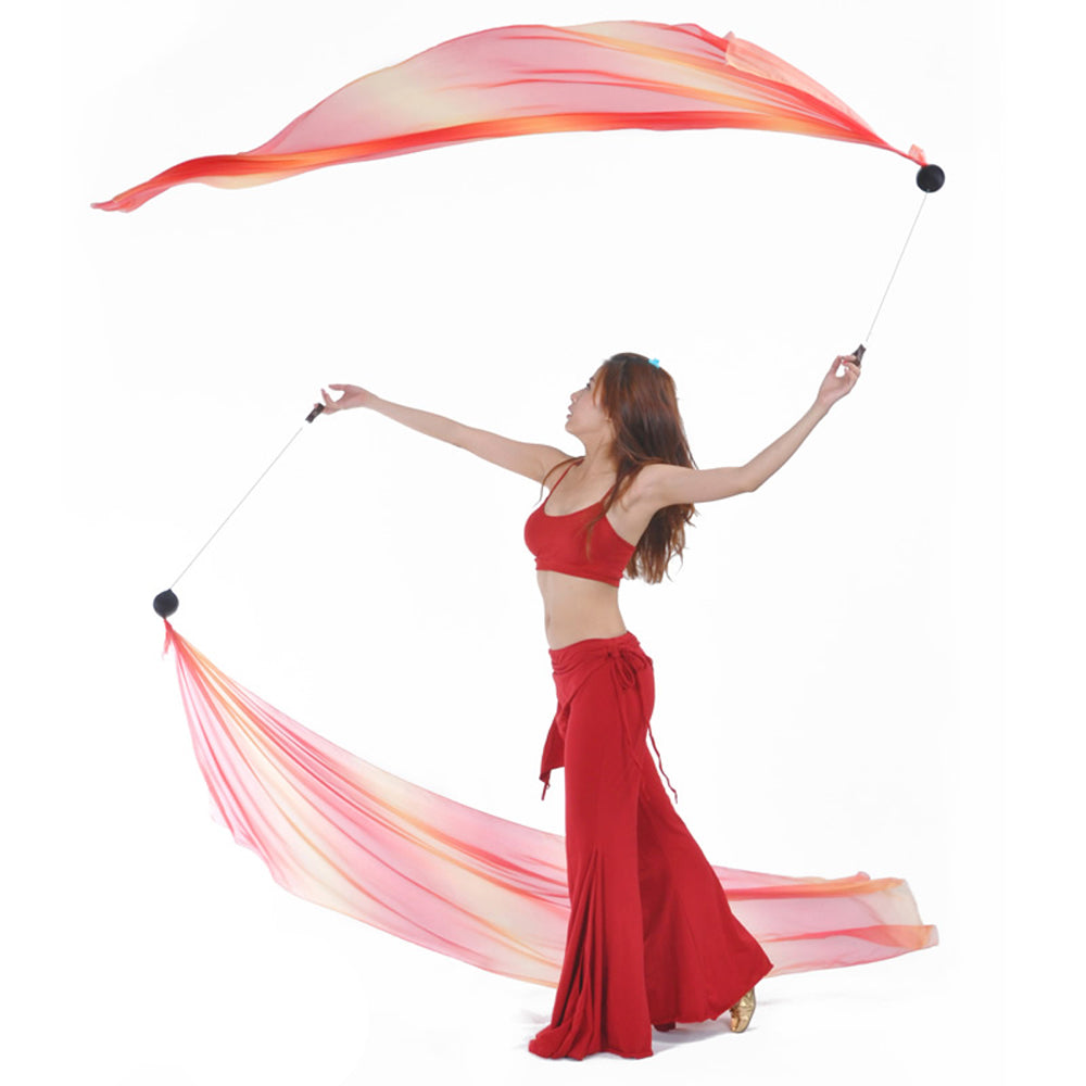 Poi Ball with Silk Veils Belly Dance Poi Streamer Throw Ball for Haka Dance and Polynesian Dance