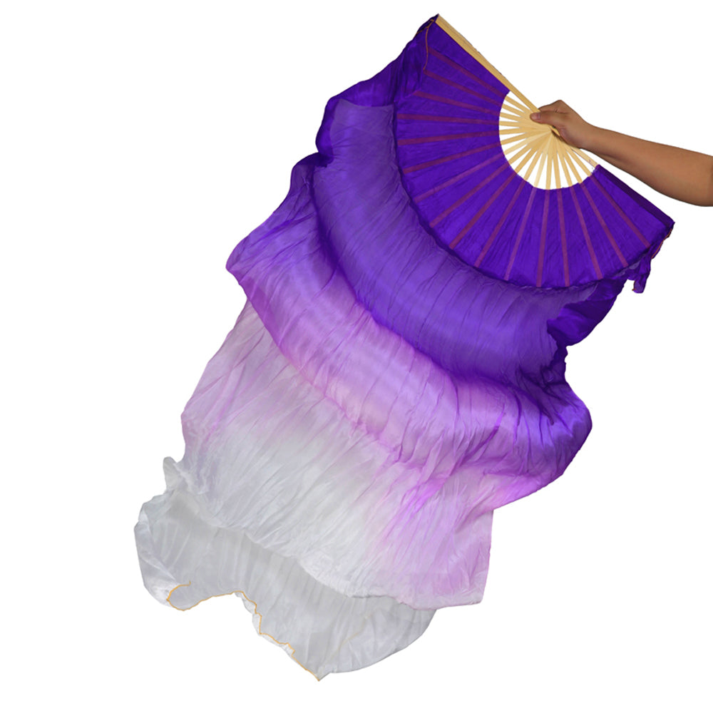 New Arrivals 180x90cm 18 Colors 100% Real Silk Chinese Belly Dance Fan Veil Hand Made Belly Dance Fans