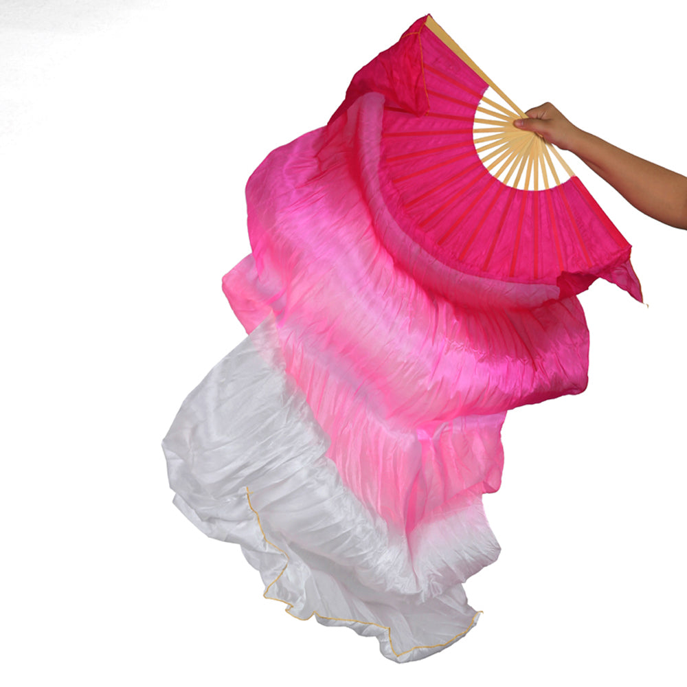 New Arrivals 180x90cm 18 Colors 100% Real Silk Chinese Belly Dance Fan Veil Hand Made Belly Dance Fans