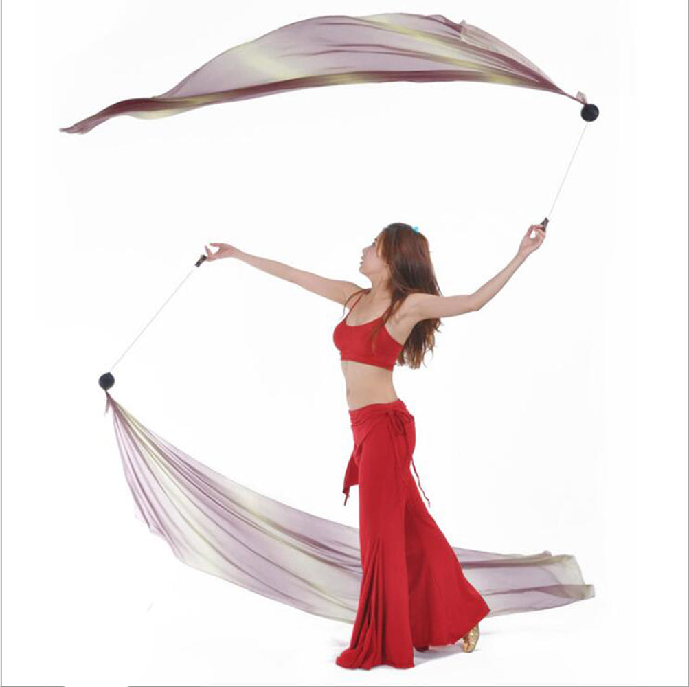 Poi Ball with Silk Veils Belly Dance Poi Streamer Throw Ball for Haka Dance and Polynesian Dance