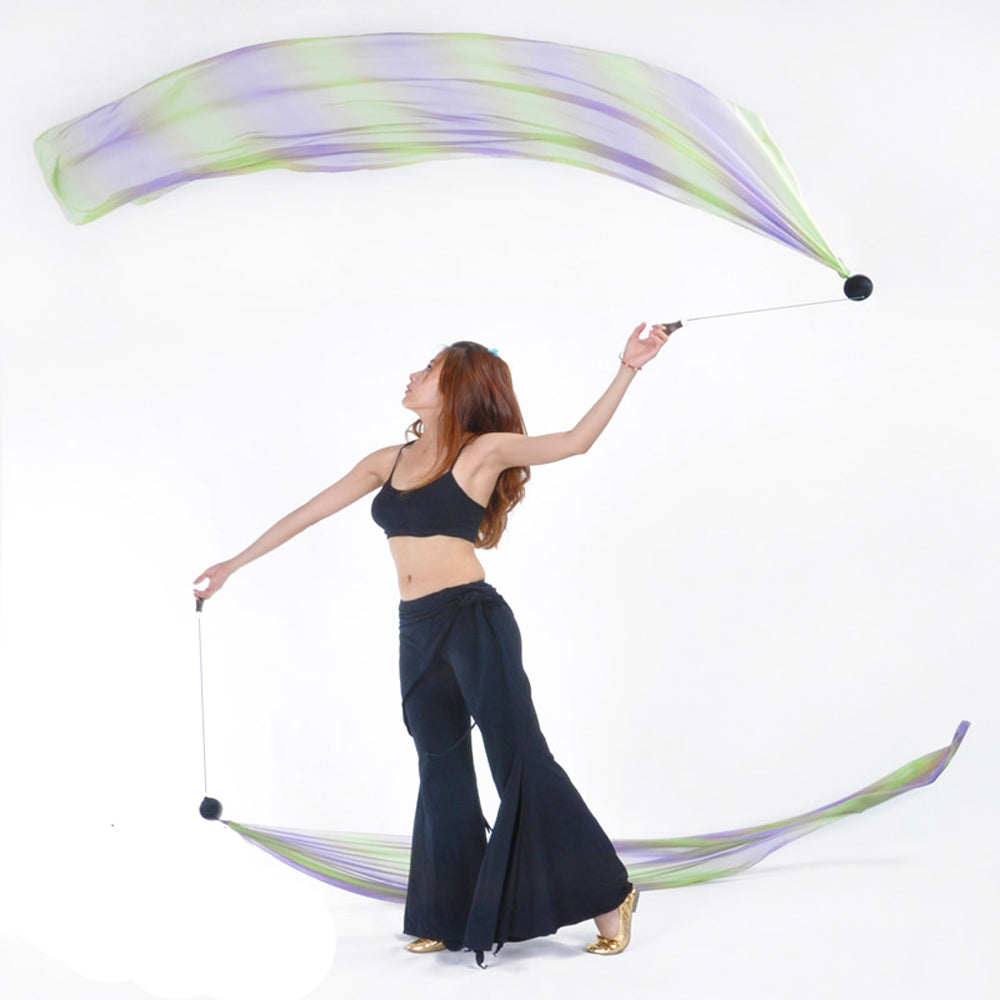 Poi Ball with Silk Veils Belly Dance Poi Streamer Throw Ball for Haka Dance and Polynesian Dance