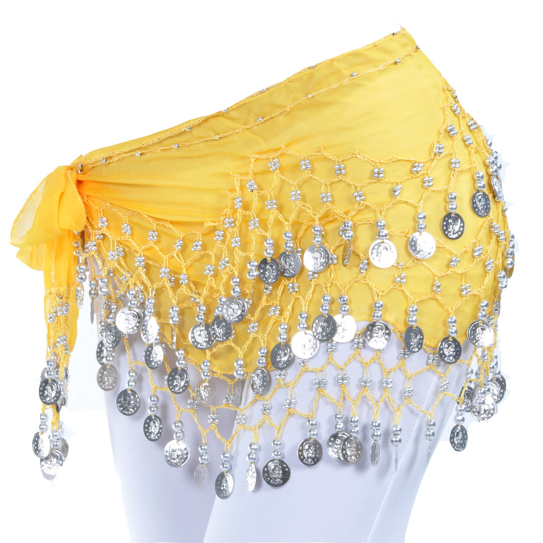 Vogue Style Chiffon Dangling Gold/Silver Coins Ornaments Belly Dance Hip Scarf Waist Belt