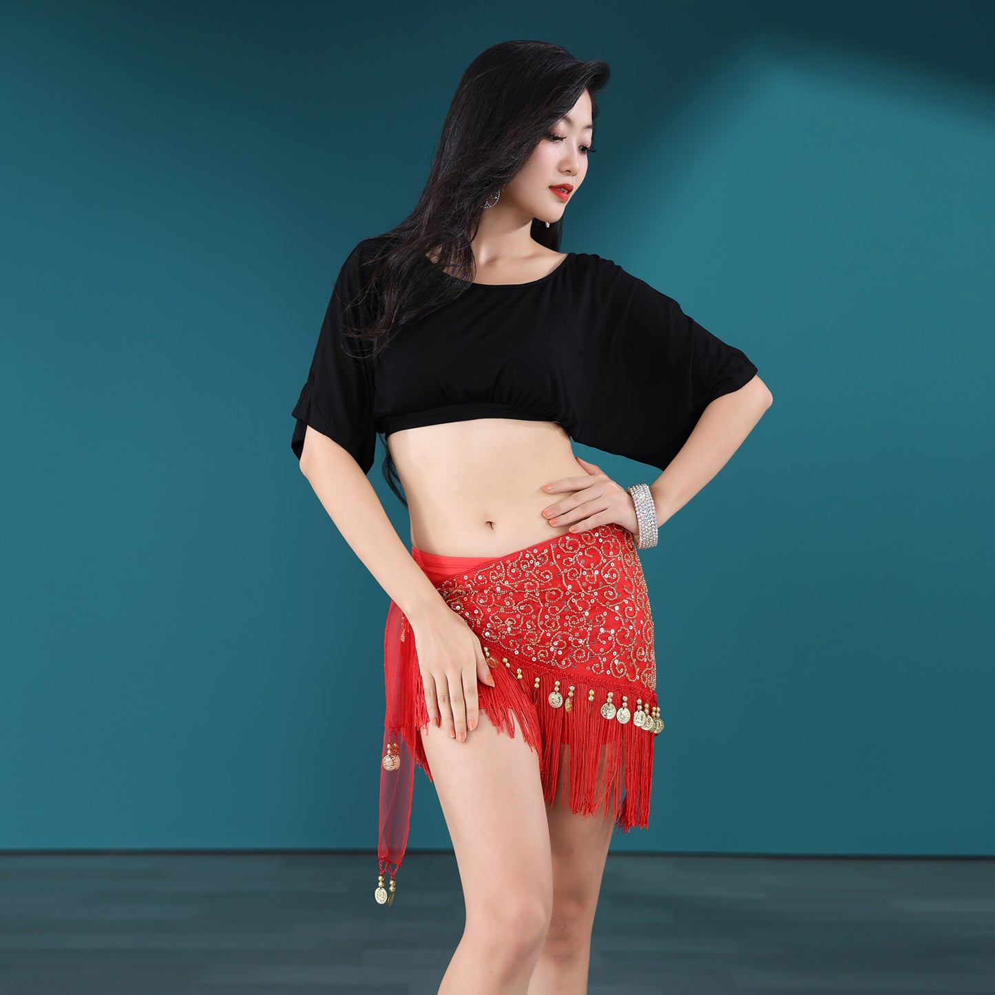 New Arrivals Light Weight Tassels Fringed Sequins Triangle Belly Dance Hip Scarf Skirt Waist Belt for Outfits