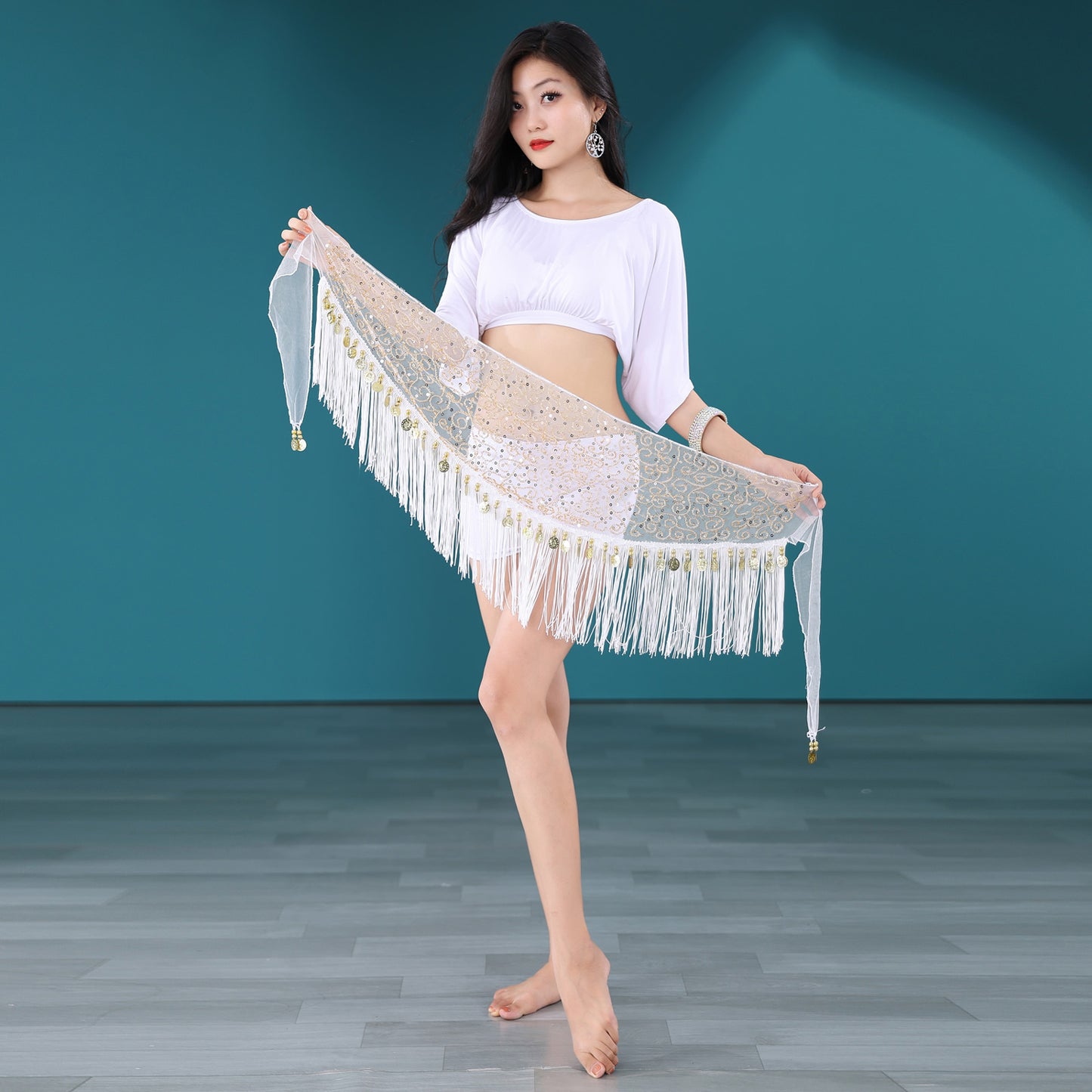 New Arrivals Light Weight Tassels Fringed Sequins Triangle Belly Dance Hip Scarf Skirt Waist Belt for Outfits