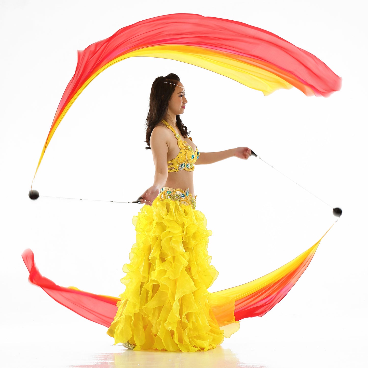 Poi Ball with Silk Veils Belly Dance Poi Streamer Throw Ball for Haka Dance and Polynesian Dance