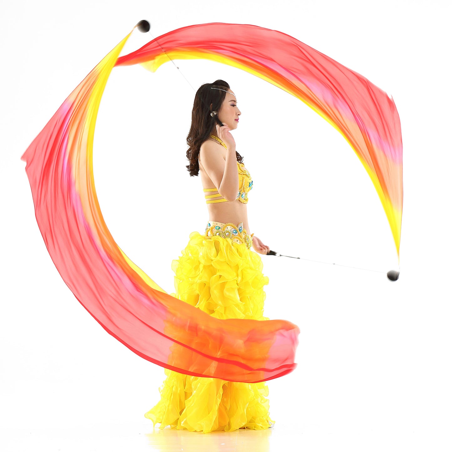 Poi Ball with Silk Veils Belly Dance Poi Streamer Throw Ball for Haka Dance and Polynesian Dance