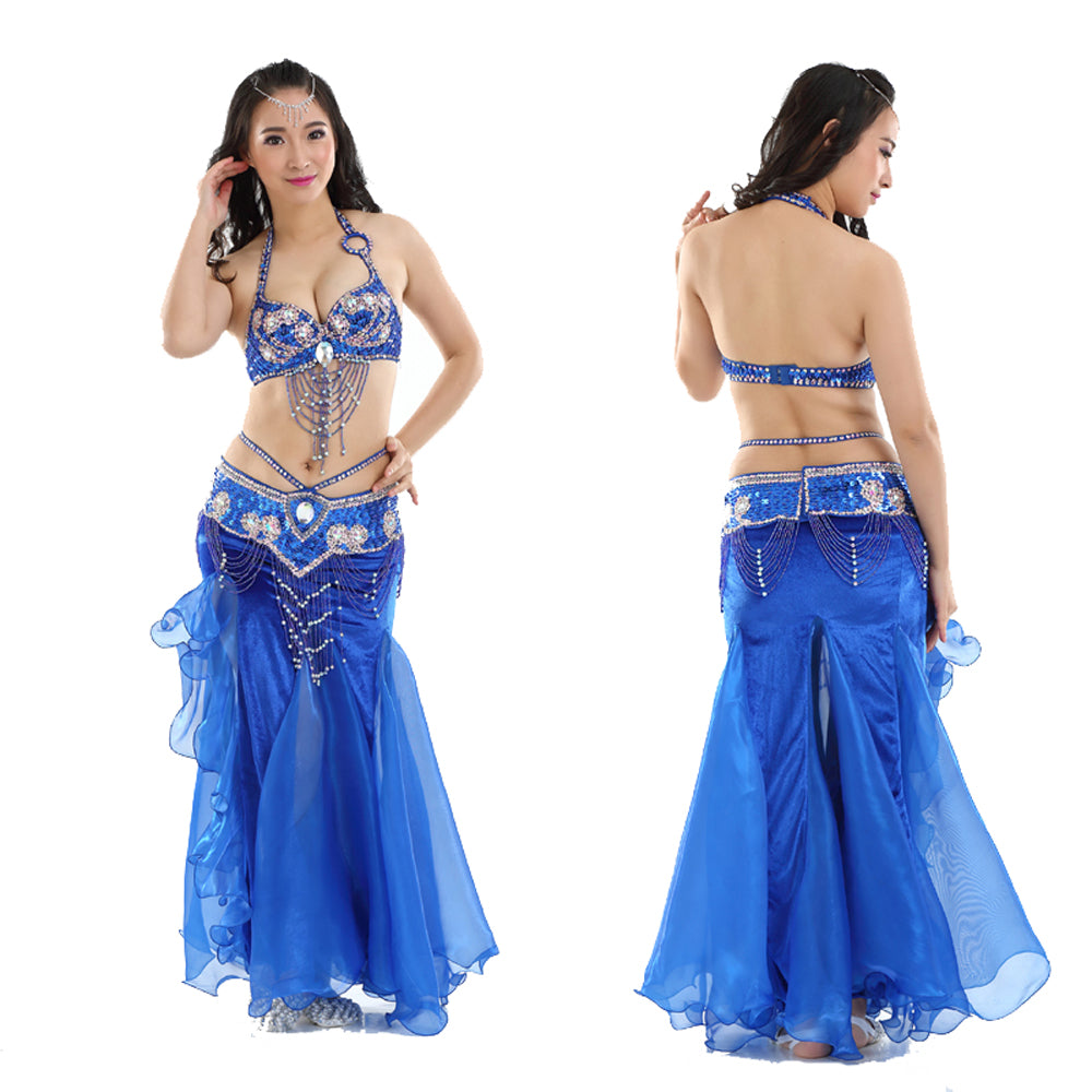 New Arrivals Belly Dance Costumes with Flannel Rose Skirt Belly Dance Dress 1 Set