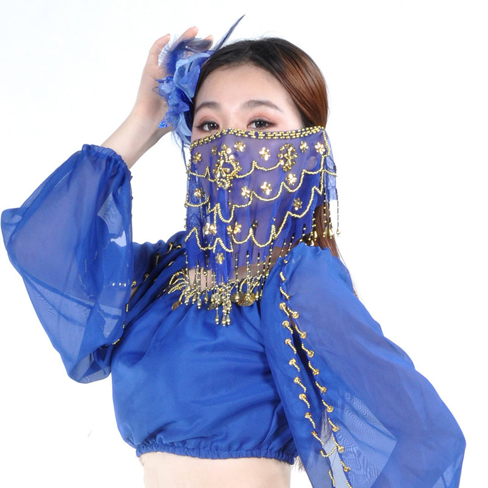 New Arrivals Plum Bossom Beads Genie Sequin Tassel Belly Veil Face Veil  for Women and Girls