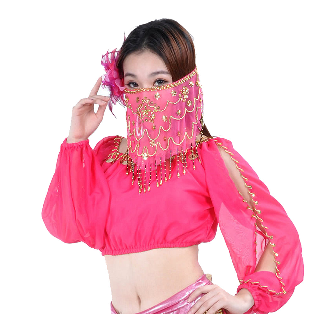 New Arrivals Plum Bossom Beads Genie Sequin Tassel Belly Veil Face Veil  for Women and Girls