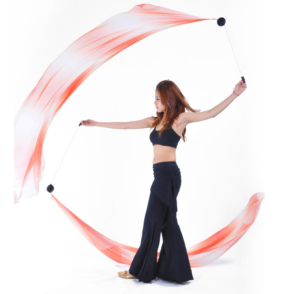 Poi Ball with Silk Veils Belly Dance Poi Streamer Throw Ball for Haka Dance and Polynesian Dance