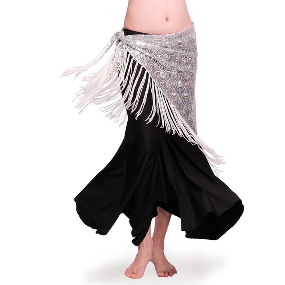 New Arrivals Tassels Fringed Fish Scales Sequins Triangle Belly Dance Hip Scarf Skirt Waist Belt for Outfits