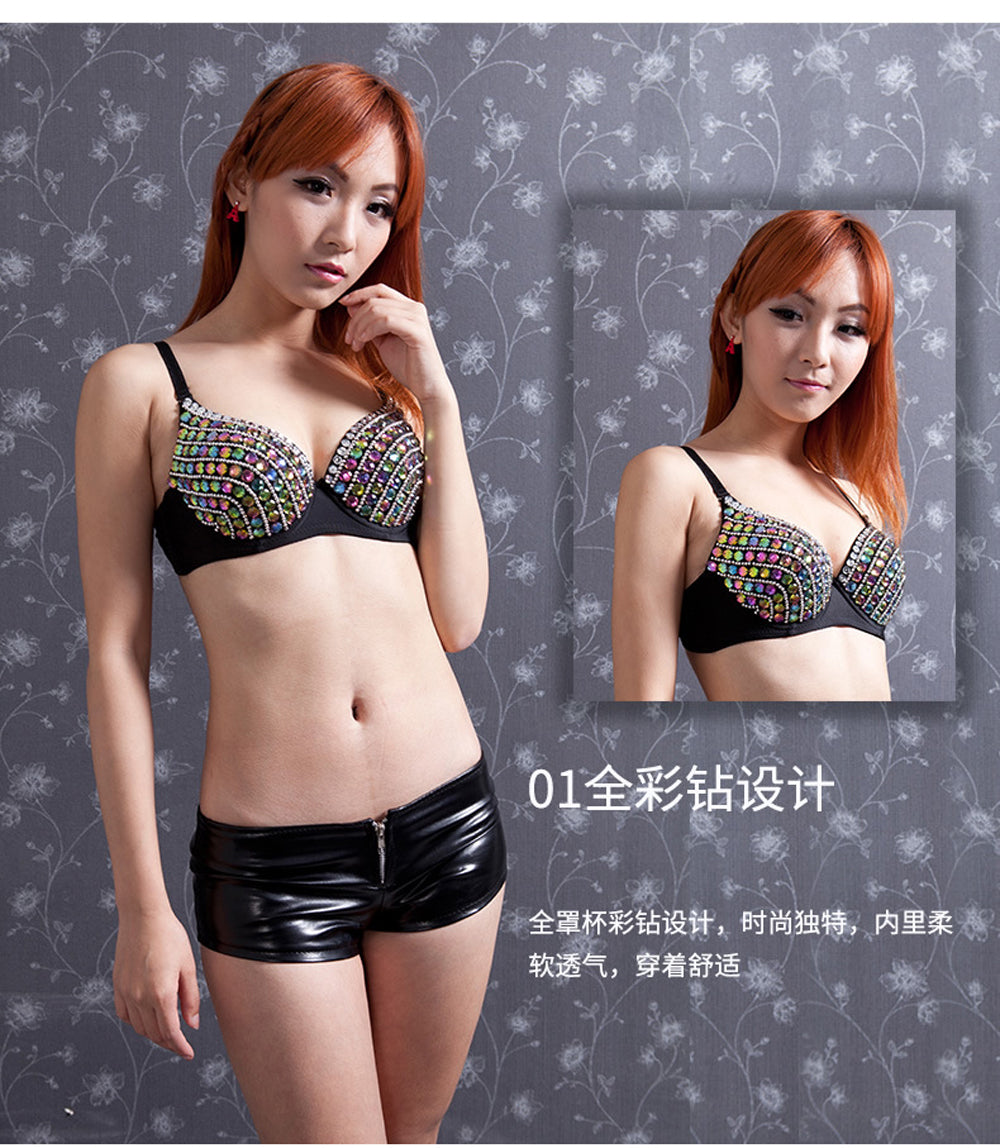 New Arrivals Danceshower Metallic Spike Punk Goth Bra Clubwear DS Bra Belly Dance Top