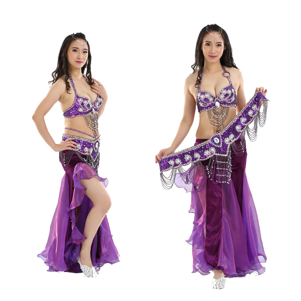 New Arrivals Belly Dance Costumes with Flannel Rose Skirt Belly Dance Dress 1 Set