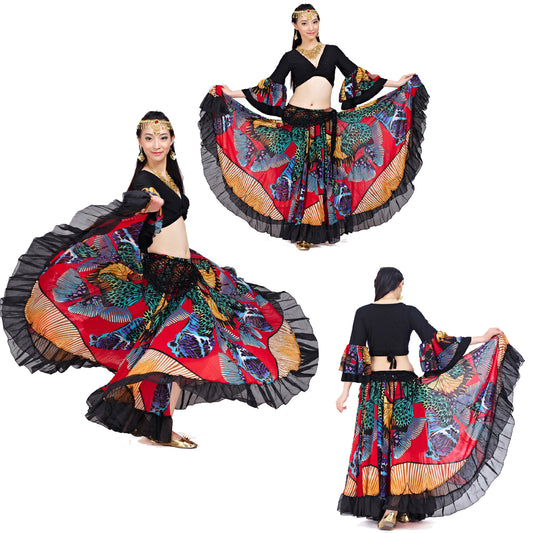 Super Big Swing Flowers Chiffon Tribal Skirt, Gypsy Skirt, Bohemia skirt, Belly Dance Costumes
