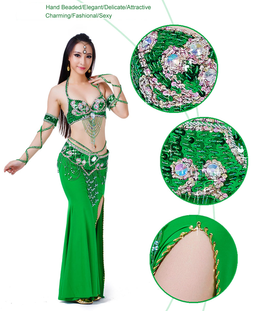 New Arrivals Belly Dance Costumes with Polyester Skirt Belly Dance Dress 1 Set 5pcs