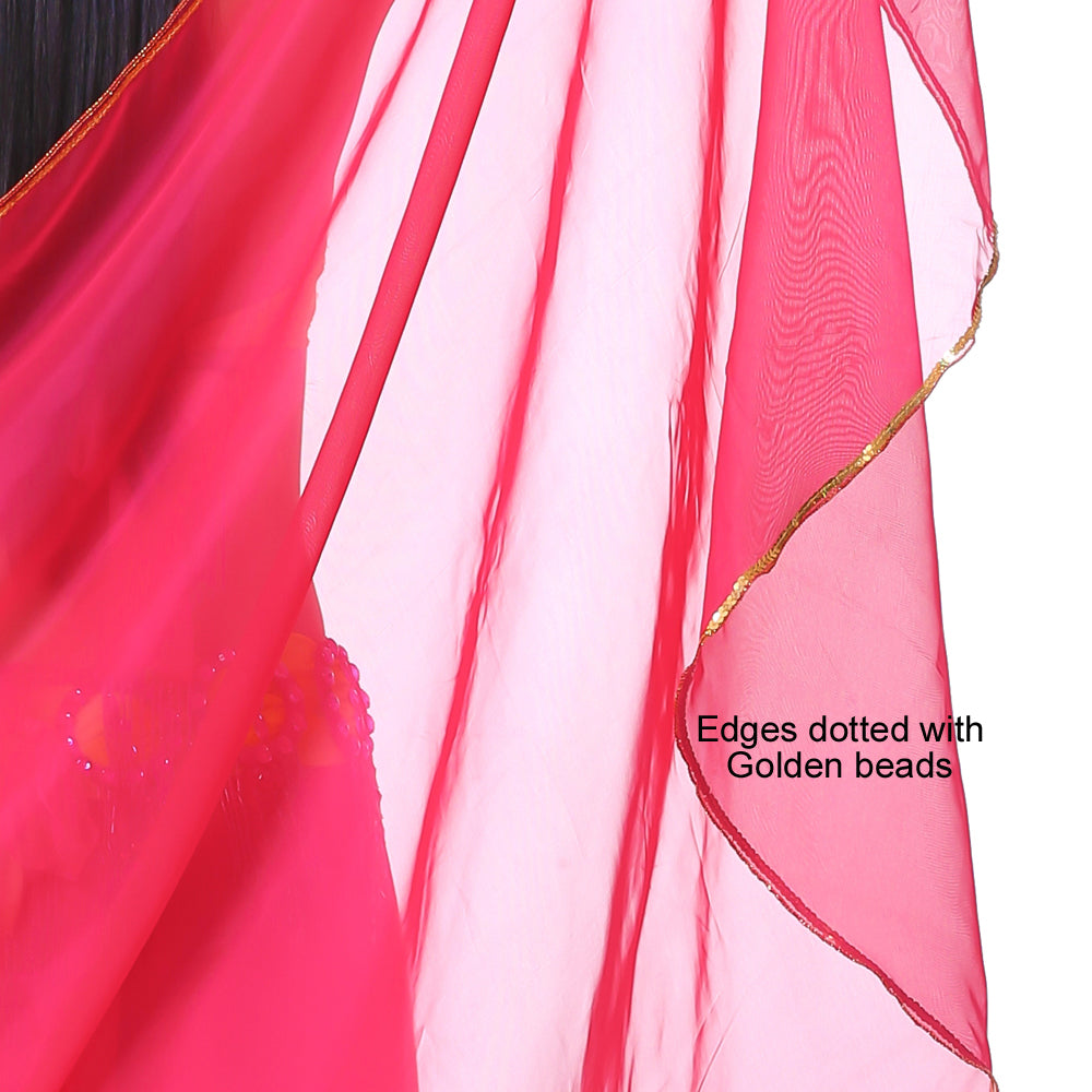 Lightweight Semicircle Chiffon Hand Scarf Belly Dance Costume Outfit Scarf Sequin Trim Shawls Veils