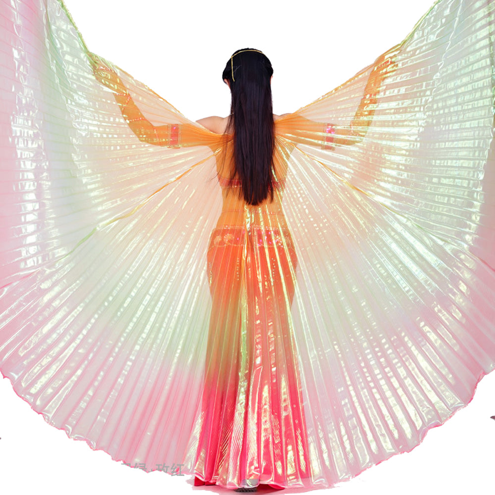 New Arrivals Women's Belly Dance Costume Isis Wings, Tricolor Dance Wings Angel Wings for Halloween Carnival Performance with Sticks