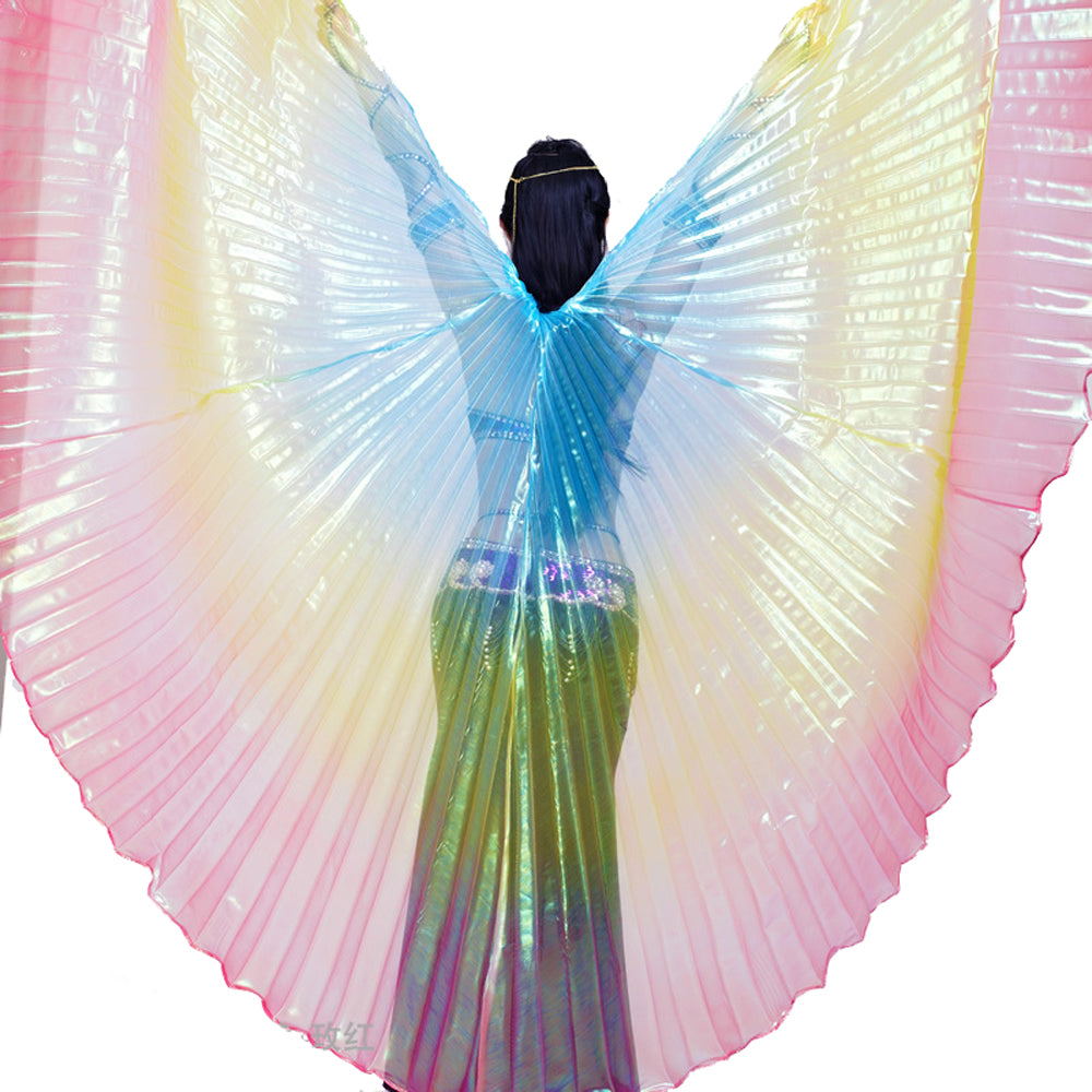 New Arrivals Women's Belly Dance Costume Isis Wings, Tricolor Dance Wings Angel Wings for Halloween Carnival Performance with Sticks