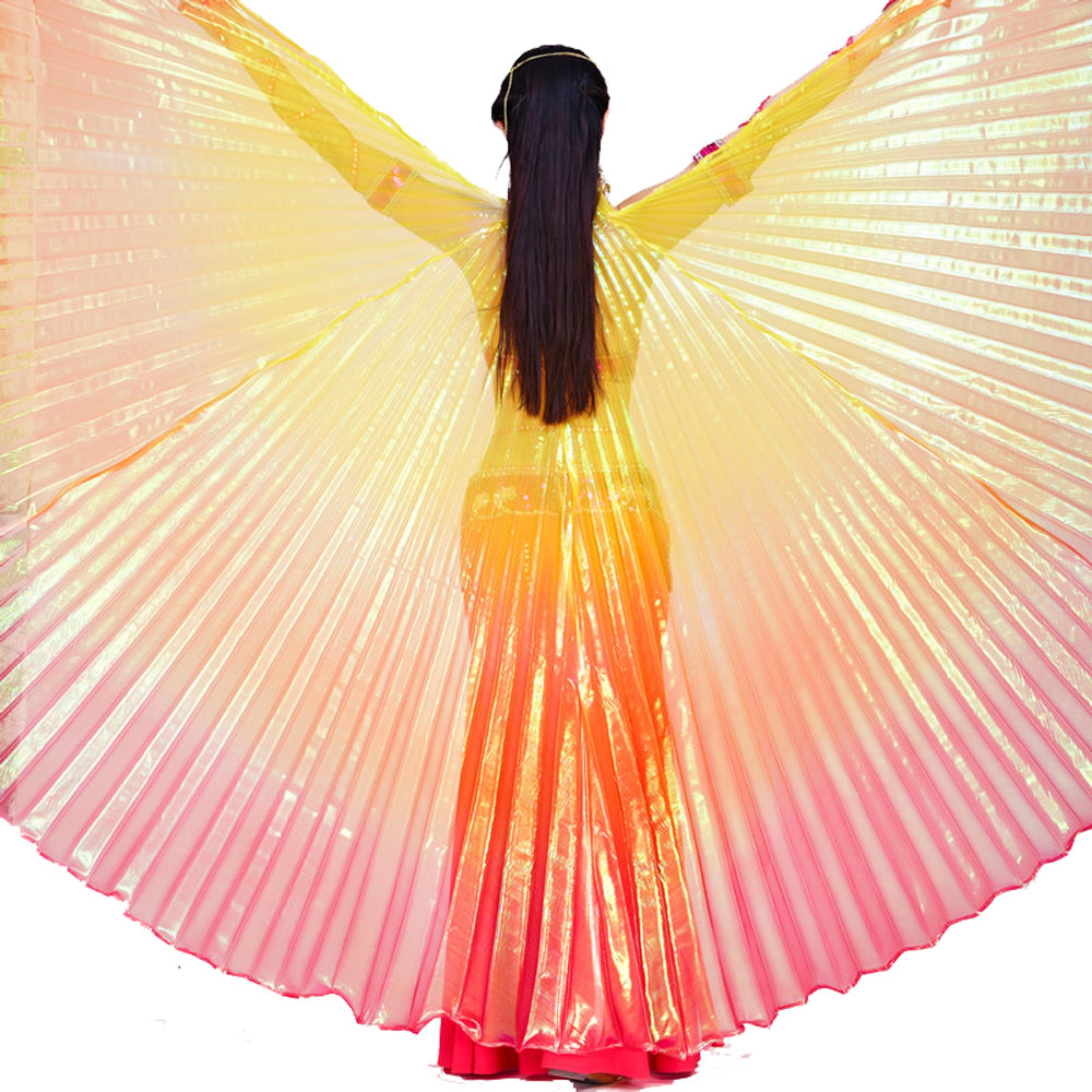 New Arrivals Women's Belly Dance Costume Isis Wings, Tricolor Dance Wings Angel Wings for Halloween Carnival Performance with Sticks