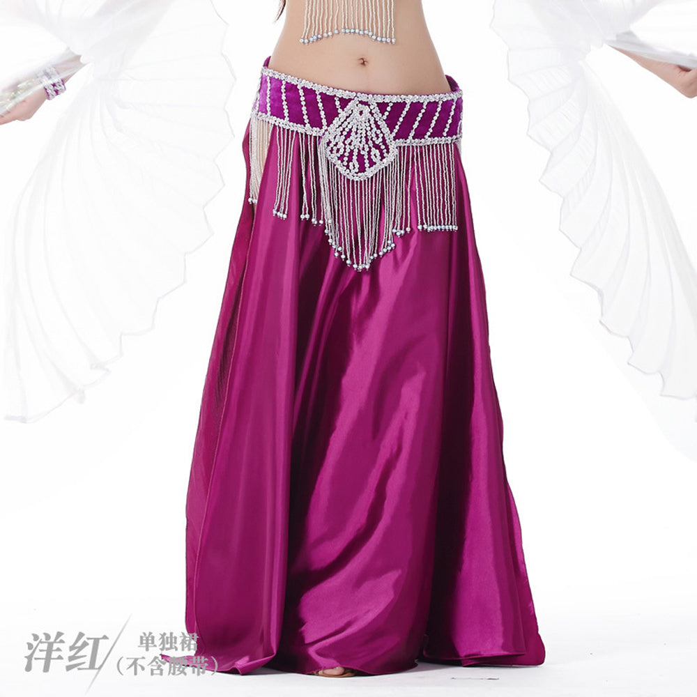 Professional Sexy Double Fork-tailed Double Split Satin Belly Dance Skirt Split Long Belly Dance Skirts