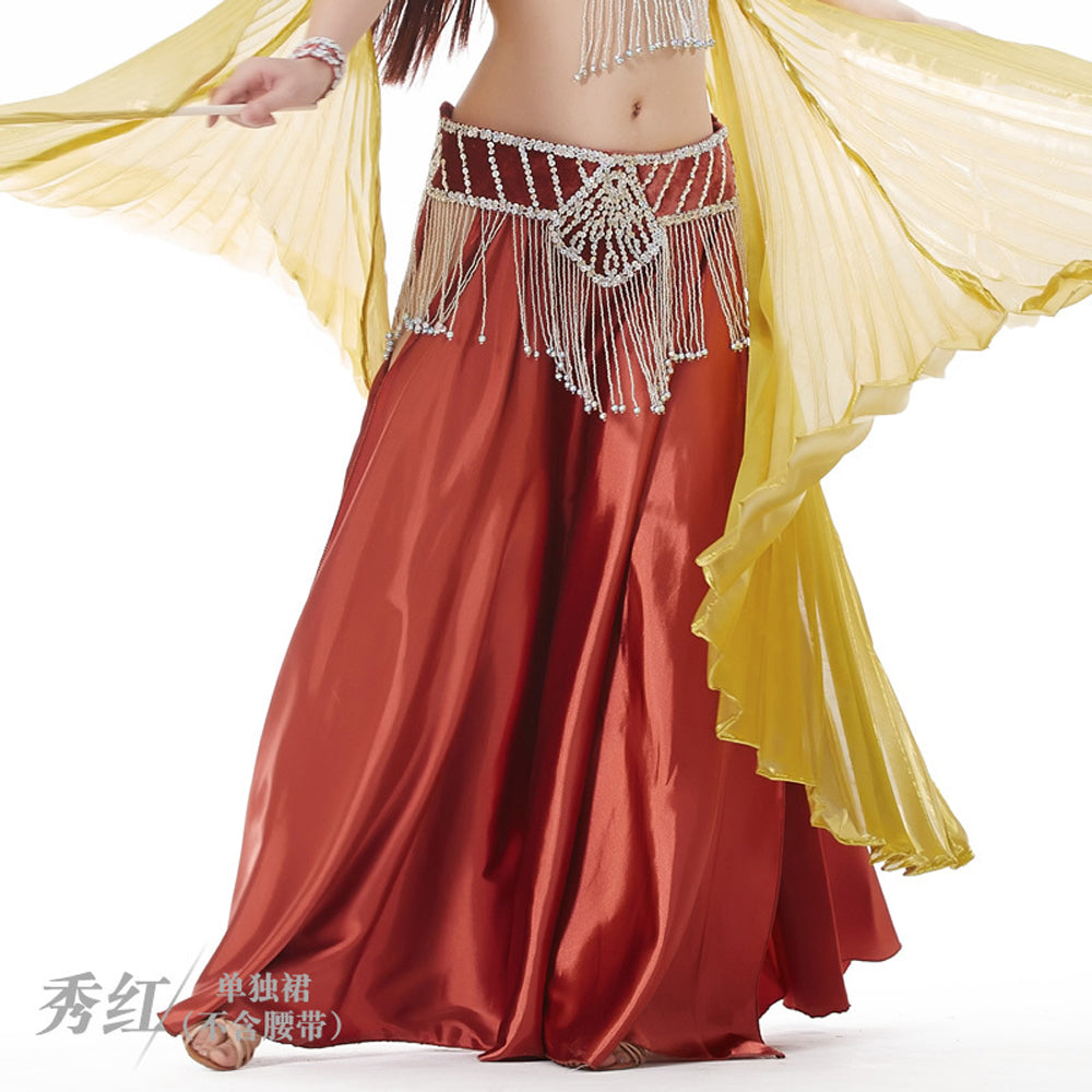 Professional Sexy Double Fork-tailed Double Split Satin Belly Dance Skirt Split Long Belly Dance Skirts